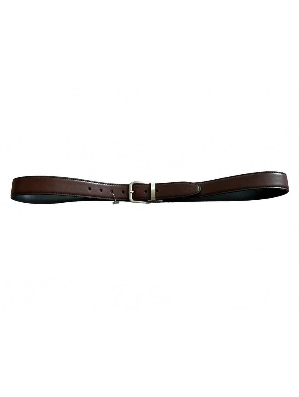 Chaps Men's Synthetic Brown Leather Belt Size XL 34-36 Silver Buckle